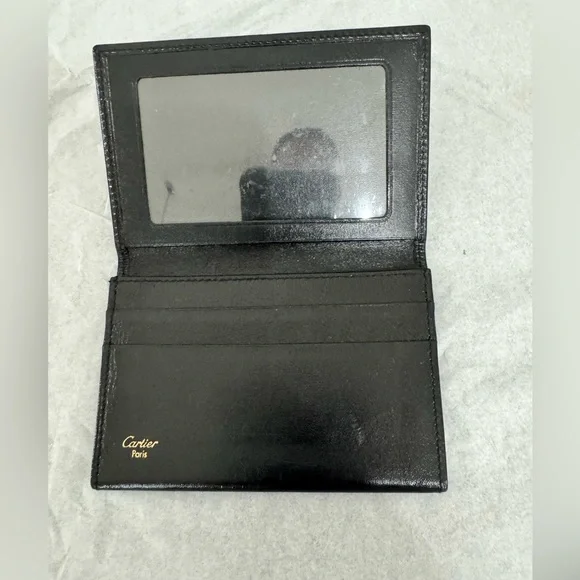 Cartier Pasha de Cartier Card Holder Card Case Black Leather Wallet AUTHENTIC - Picture 7 of 10